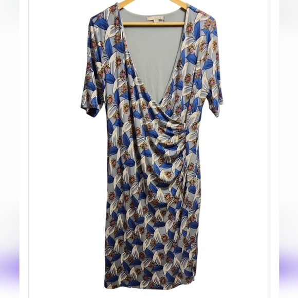 Boden Dresses & Skirts - Boden Ruth Floral Faux Wrap Dress Womens Blue V-Neck Short Sleeve Knee Length 16